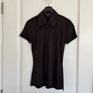 ‘S Max Mara Dark Brown Short Sleeve Polo Top